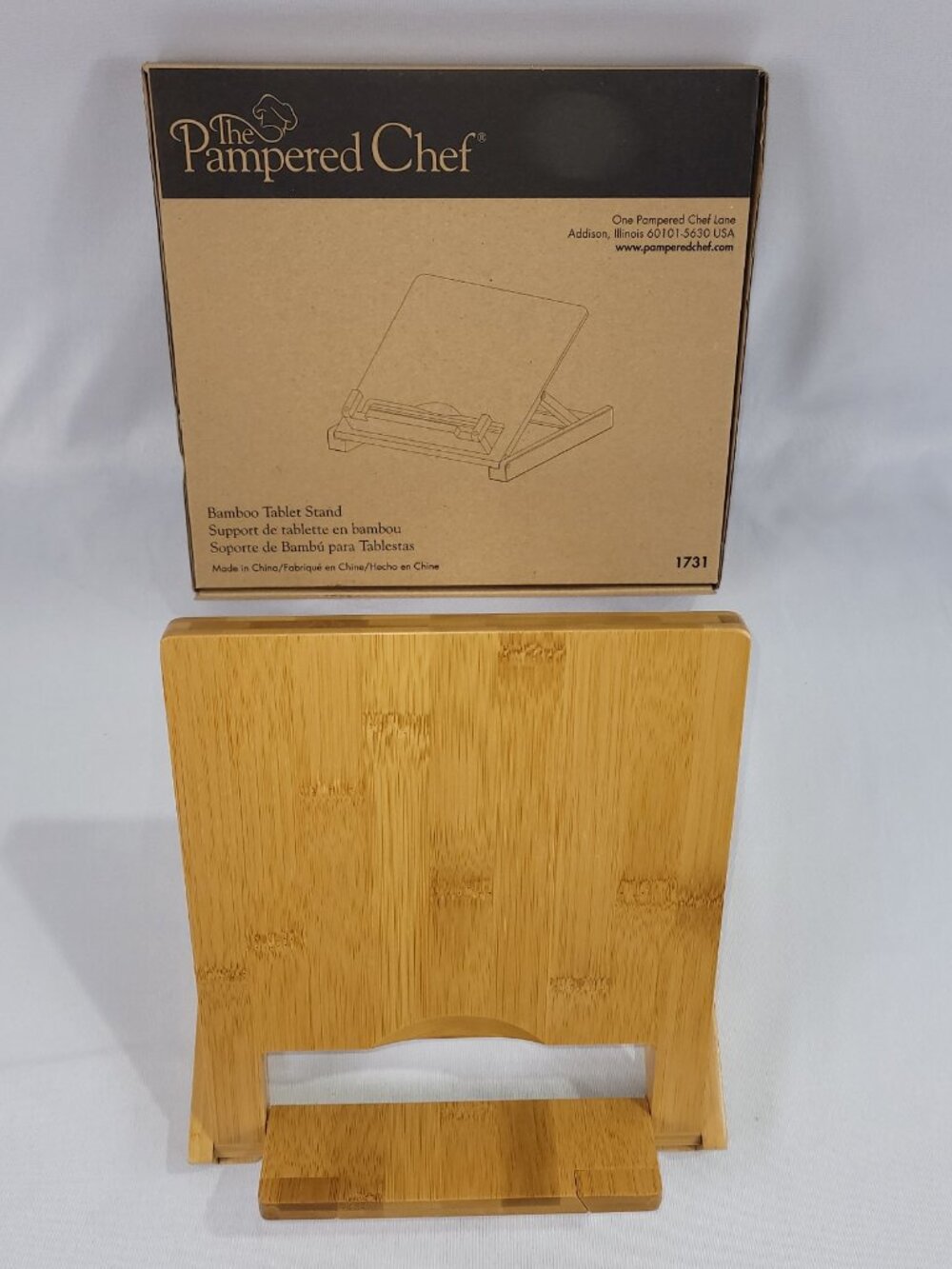 Pampered Chef Bamboo Tablet Stand 1731 Wood Wooden Support